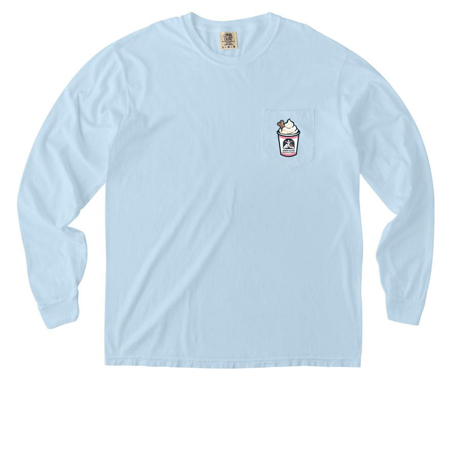 Pup Cups, Beach Trips, and More!, a Chambray Comfort Colors Long Sleeve Pocket Tee