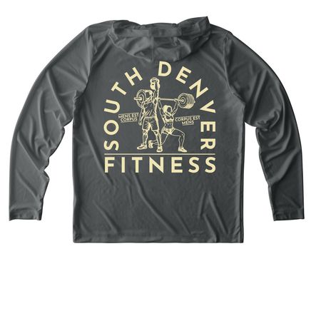 The mind is the body. The body is the mind, a Dark Smoke Grey UV Performance Long Sleeve Hoodie