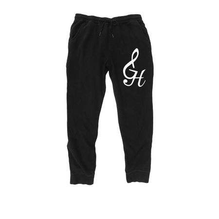 Sweatpants with White GH Logo, a Black Midweight Fleece Joggers