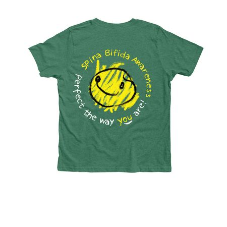 Spina Bifida - Perfect (Youth), a Heather Grass Green Premium Youth Tee (back-view)