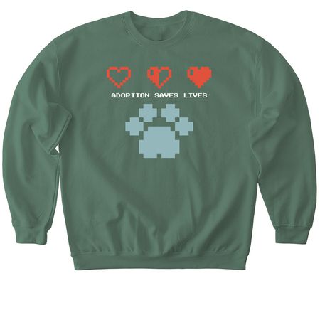 Side Quest - Adoption Saves Lives, a Military Green Softstyle Crewneck Sweatshirt
