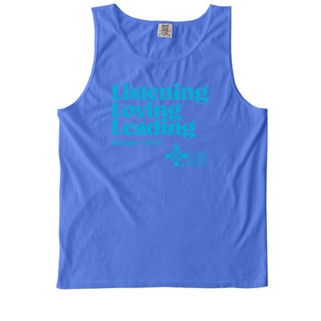 Gary Church 2026-2027 theme, a Flo Blue Comfort Colors Tank Top