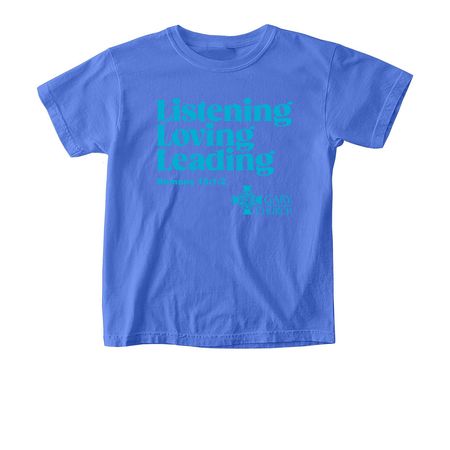 Gary Church 2026-2027 theme, a Flo Blue Comfort Colors Youth Tee