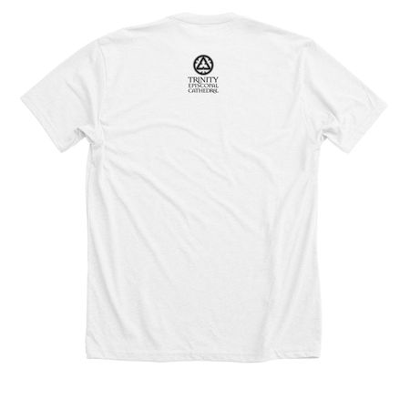 God Loves You Tee (light colors), a Solid White Blend Premium Unisex Tee (back-view)