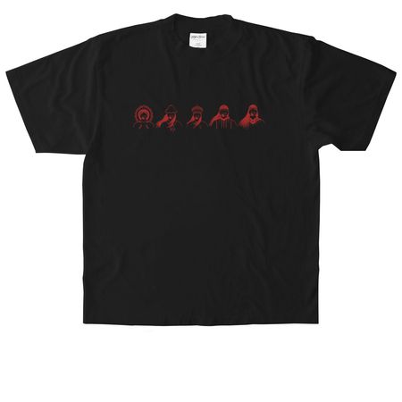 Red Dress Design by Dustin Newman, a Black Heavyweight Garment Dye Tee