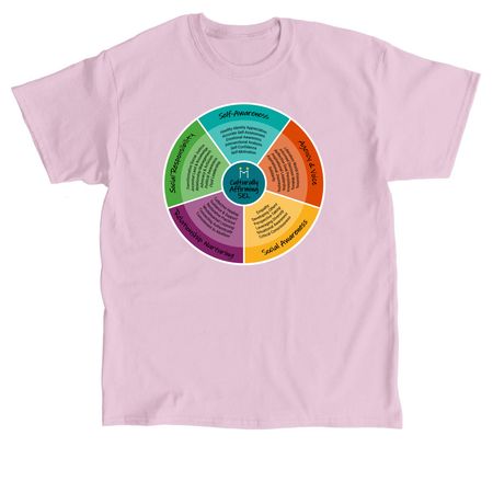Morningside's Culturally Affirming SEL Wheel, a Light Pink Classic Unisex Tee