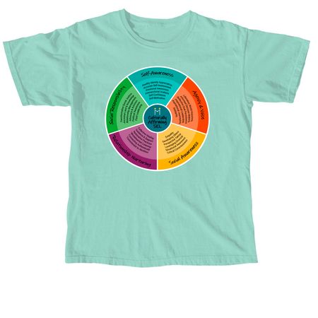 Morningside's Culturally Affirming SEL Wheel, a Chalky Mint Comfort Colors Unisex Tee