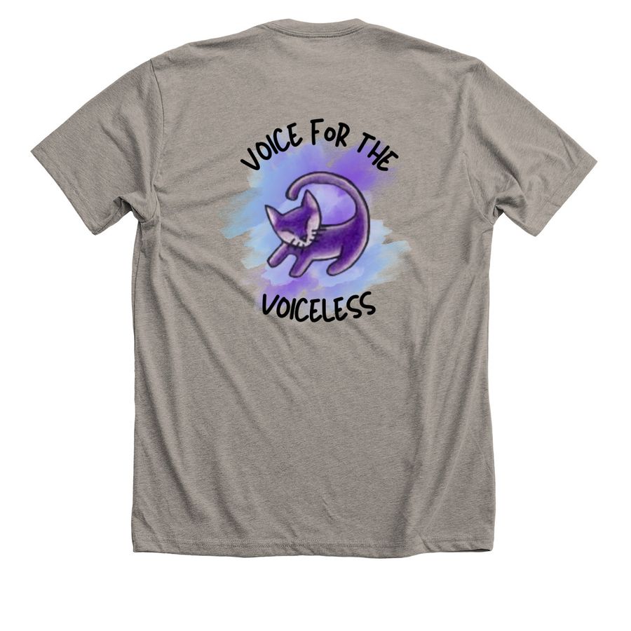 Voice for the Voiceless Tees and Hoodies, a Heather Stone Premium Unisex Tee (back-view)