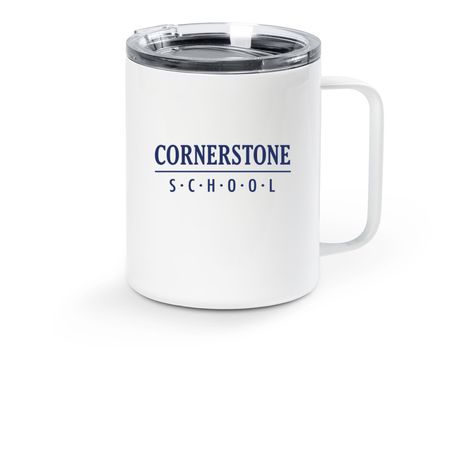 Cornerstone Coffee, a White Stainless Steel Travel Mug