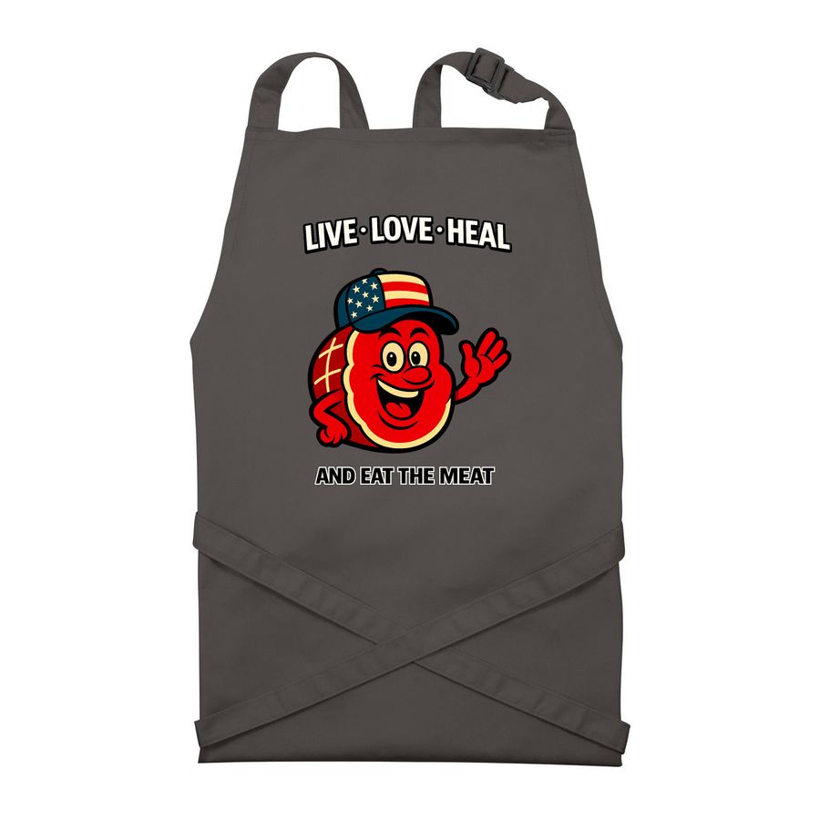 Eat the Meat, a Dark Grey Recycled Bib Apron