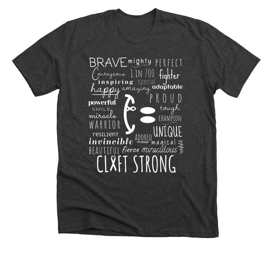Unilateral (right) Cleft Awareness Shirt, a Dark Grey Heather Premium Unisex Tee