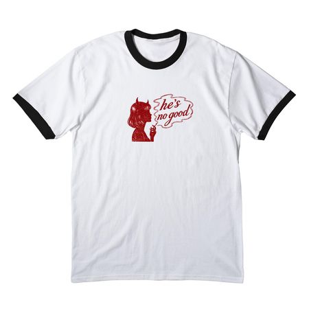 Pretty Handsome Devil Clothing, a White/ Jet Black Cotton Ringer Tee