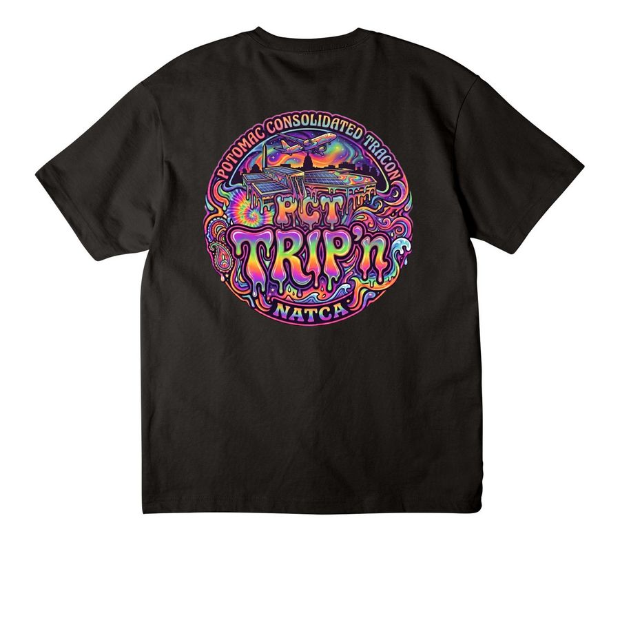PCT - TRIP'n, a Black Unisex Heavyweight Tee (back-view)