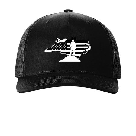 WEZ Hat, a Black Printed Five-Panel Trucker Cap