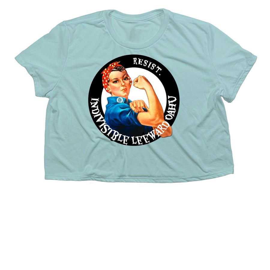 Indivisible Leeward Oahu Member Merch, a Dusty Blue Women?s Flowy Cropped Tee