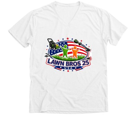 Americana, a Solid White Blend Premium V-Neck Tee