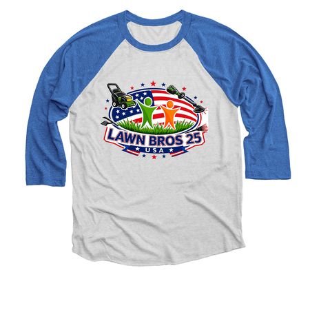 Americana, a Vintage Royal and Heather White 3/4 Sleeve Baseball Tee