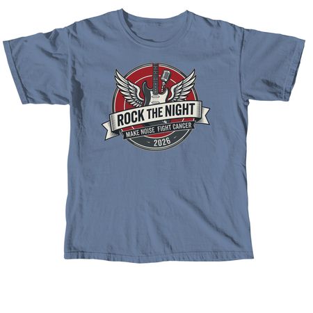 Rock the Night Fundraising T-Shirt, a Blue Jean Comfort Colors Unisex Tee