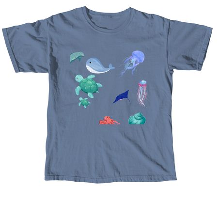 Creatures of the Sea, a Blue Jean Comfort Colors Unisex Tee