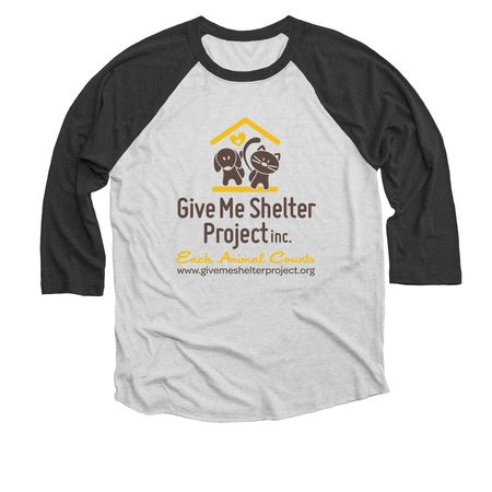 Campaign: GMSP Logo Apparel For Volunteers, a Black and Heather White 3/4 Sleeve Baseball Tee