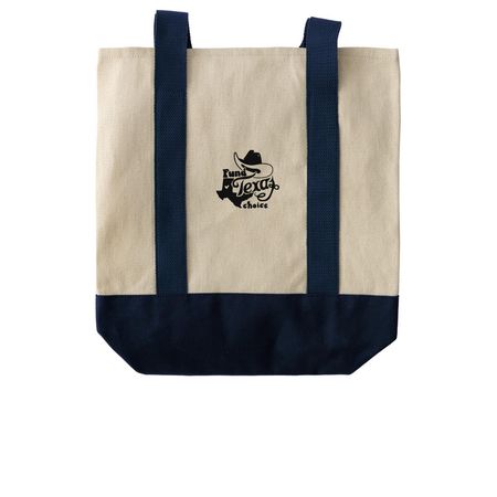 Say Abortion Tote Bag, a Natural/Navy Two-Tone Grocery Tote Bag (back-view)