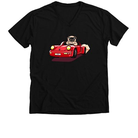 Pugsche Driver, a Solid Black Blend Premium V-Neck Tee