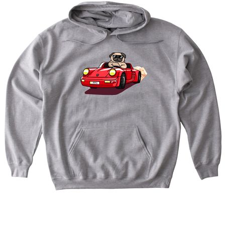 Pugsche Driver, a Sport Grey Gildan Softstyle Pullover Hoodie