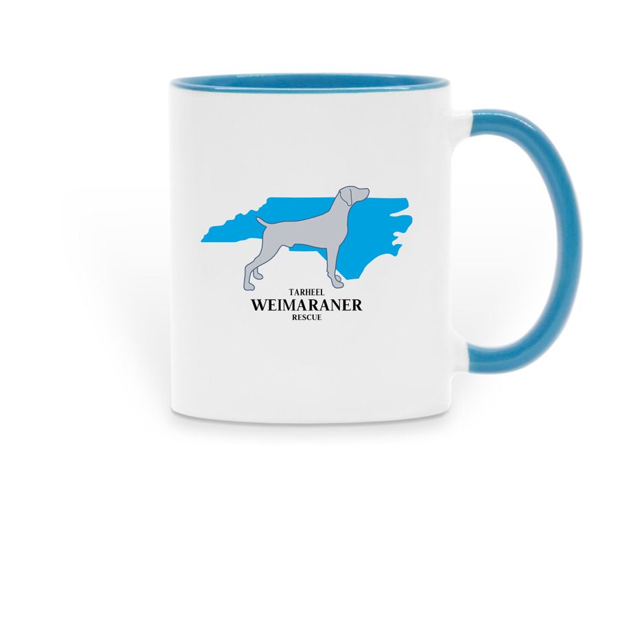 Tarheel Weimaraner Rescue Support in Style, a Light Blue Two-Tone Ceramic Mug