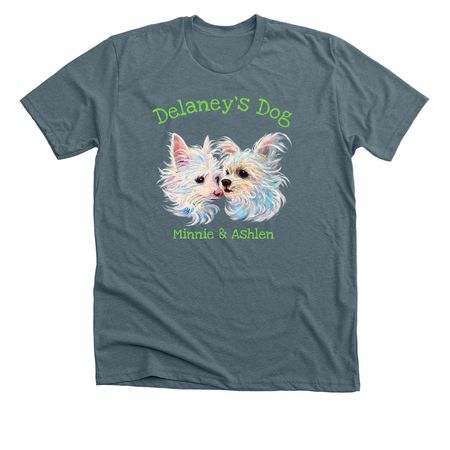 Little Dogs, Big Love, a Heather Slate Premium Unisex Tee
