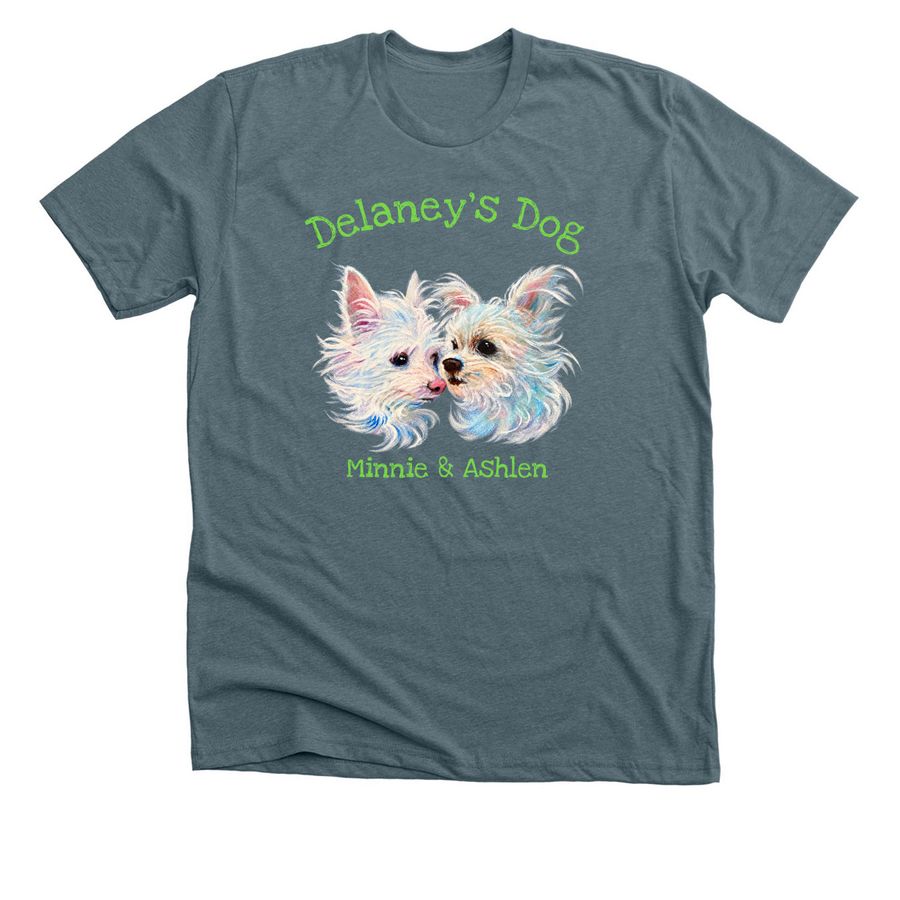 Little Dogs, Big Love, a Heather Slate Premium Unisex Tee
