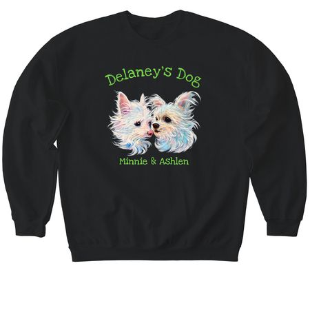Little Dogs, Big Love, a Black Softstyle Crewneck Sweatshirt