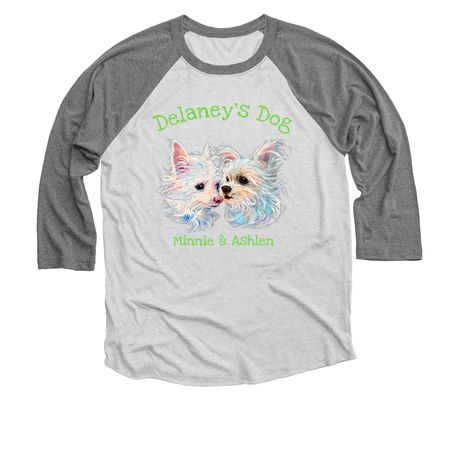 Little Dogs, Big Love, a Premium Heather and Heather White 3/4 Sleeve Baseball Tee