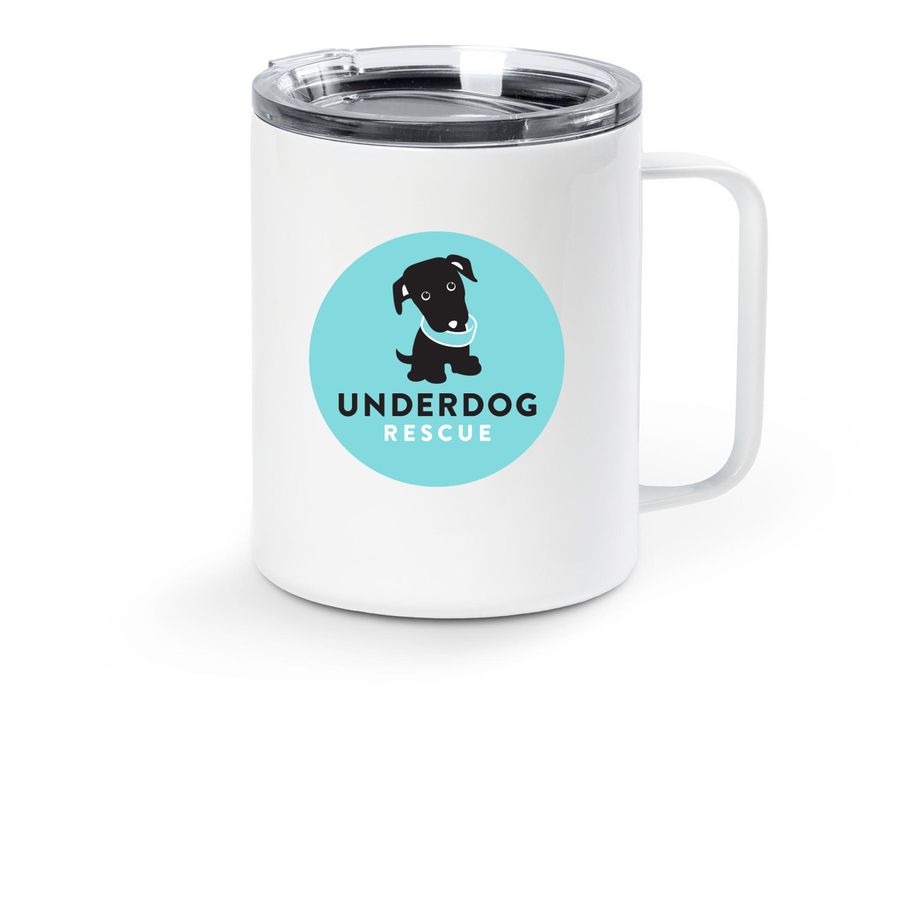 Travel Mug Underdog Rescue, a White Stainless Steel Travel Mug