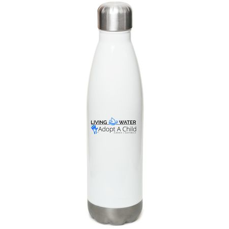 Water Bottle, a White Stainless Steel Water Bottle