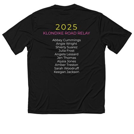 Swim Moms Klondike Team, a Black Classic Performance Tee (back-view)