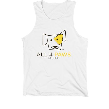 All 4 Paws - Large Front Logo, a White Premium Cotton Tank