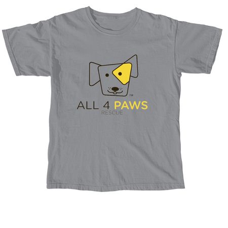 All 4 Paws - Large Front Logo, a Granite Comfort Colors Unisex Tee