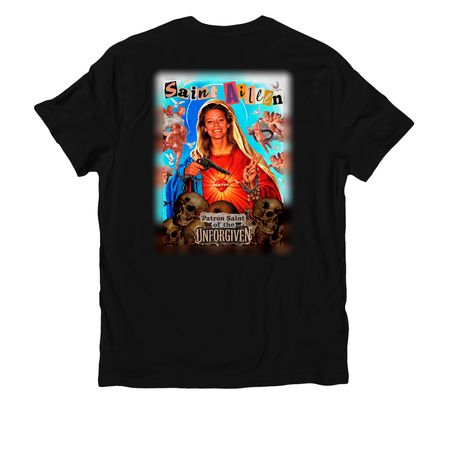 Saint Aileen Back Print Shirts, a Deep Black Allmade Organic Cotton Unisex Tee