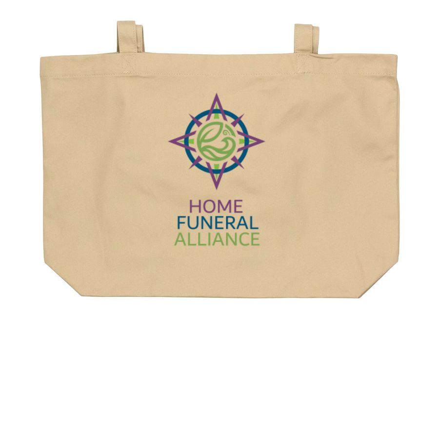 Home Funeral Alliance Tote Bags, a Oyster Large Organic Cotton Tote Bag