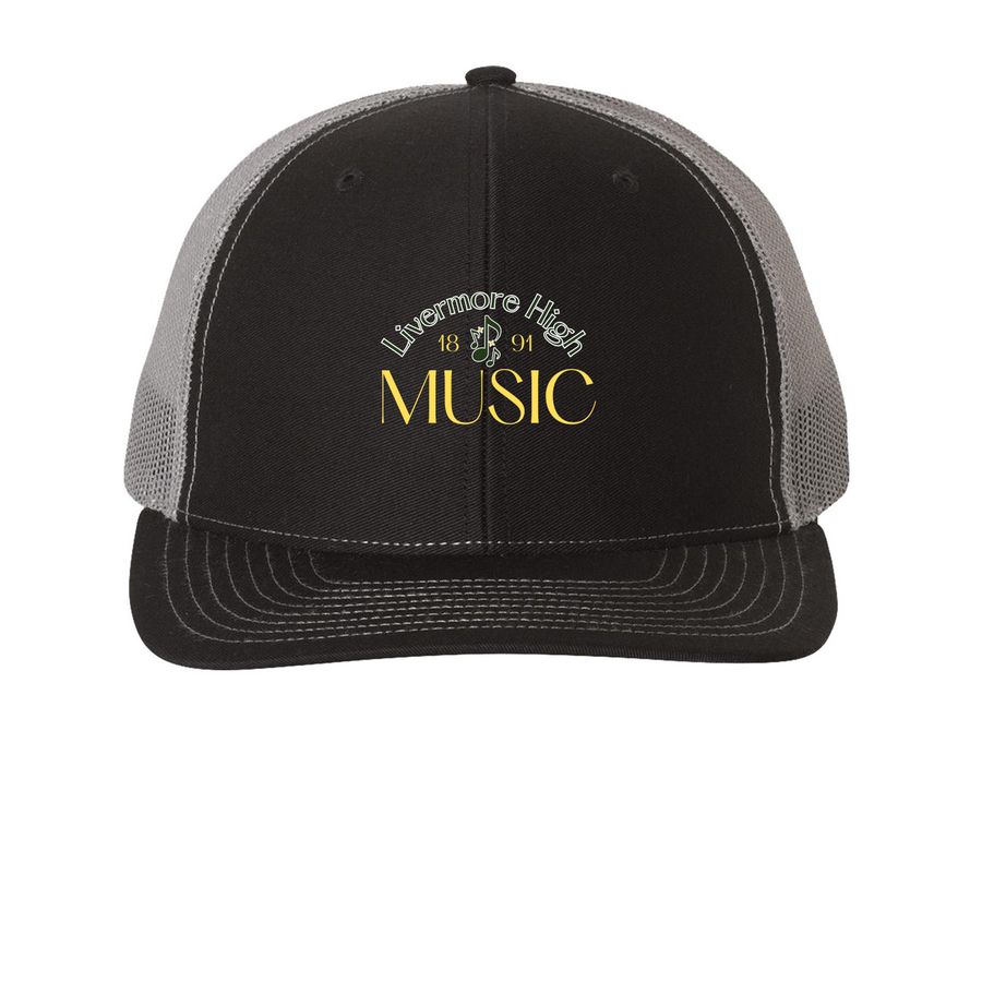 Trucker Hat, a Black/ Charcoal Printed Snapback Trucker Cap
