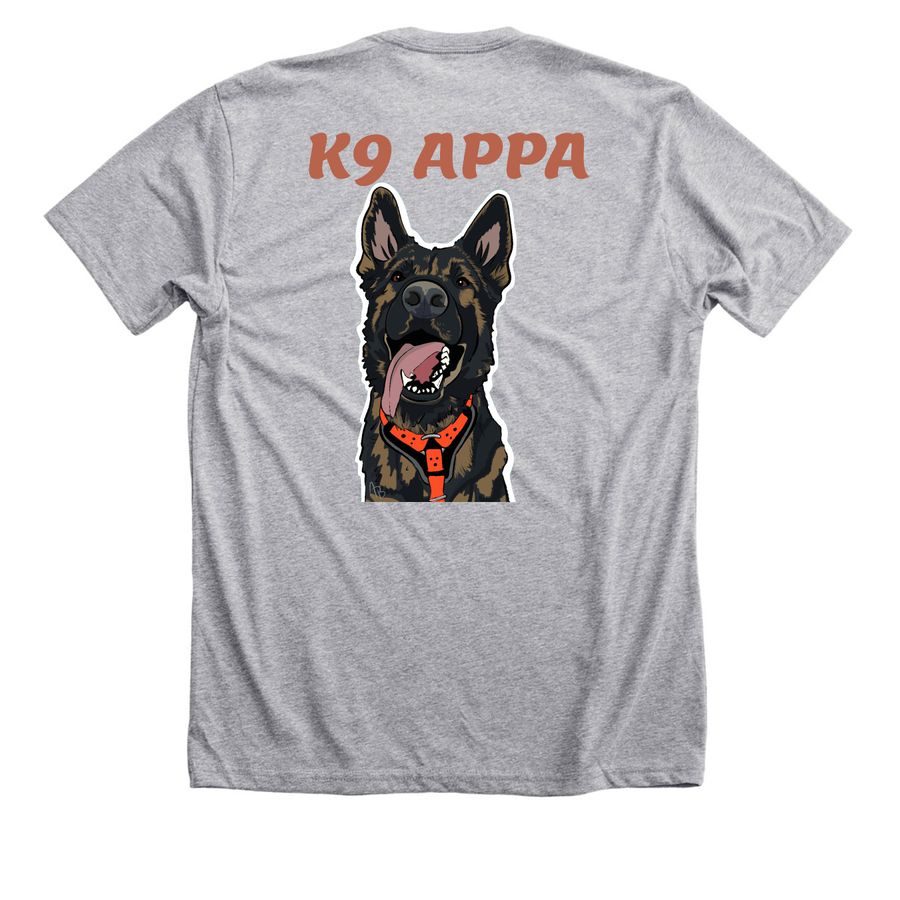 K9 Appa, a Athletic Heather Premium Unisex Tee (back-view)