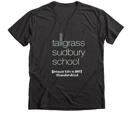 Basic Tallgrass Logo and Tagline T, a Dark Grey Heather Premium V-Neck Tee