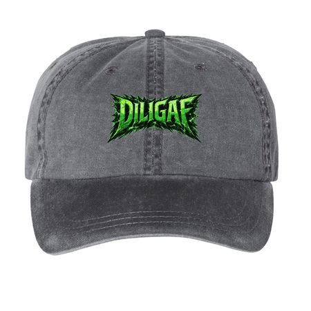 The IDGAF Collection, a Black Printed Pigment Dye Baseball Cap