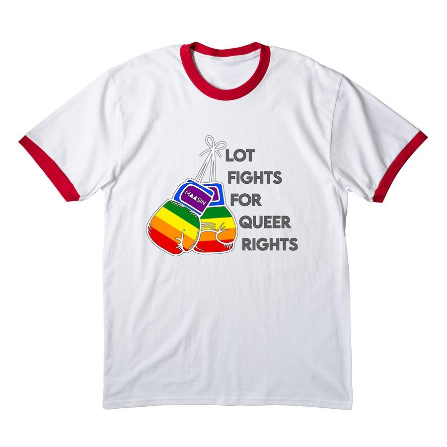PRIDE MONTH: Queer Rights, a White/ Red Cotton Ringer Tee