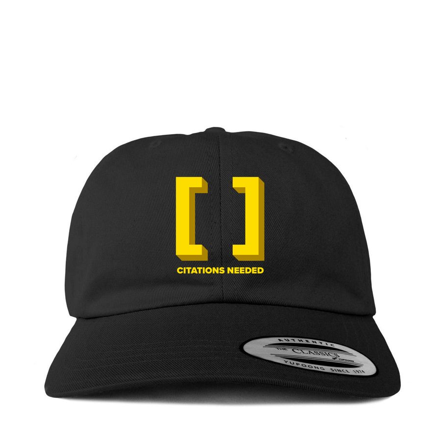 Citations Needed Logo + Name Cap, a Black Printed Classic Baseball Cap