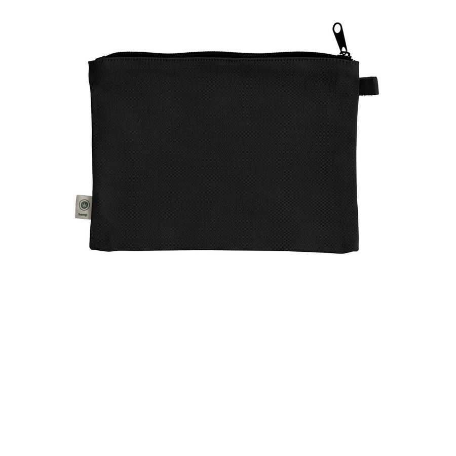 Teal Semicolon Heart Pouch, a Black 9"x7" Hemp Blend Pouch (back-view)