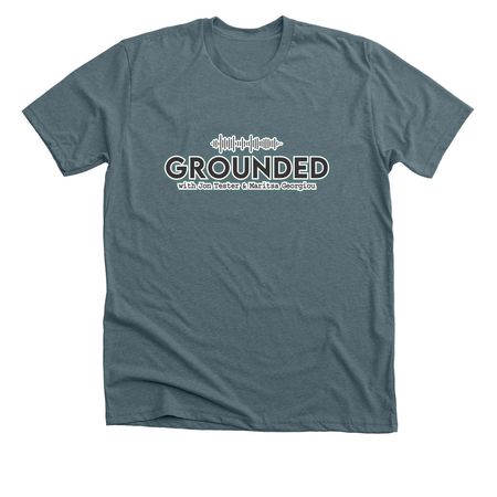 Grounded Logo Apparel, a Heather Slate Premium Unisex Tee