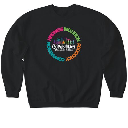 Kindness. Compassion. Inclusion. Advocacy, a Black Softstyle Crewneck Sweatshirt