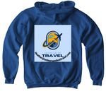 Unlearn and Eat Travel, a Royal Softstyle Youth Pullover Hoodie (back-view)