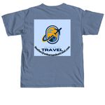 Unlearn and Eat Travel, a Blue Jean Comfort Colors Unisex Tee (back-view)